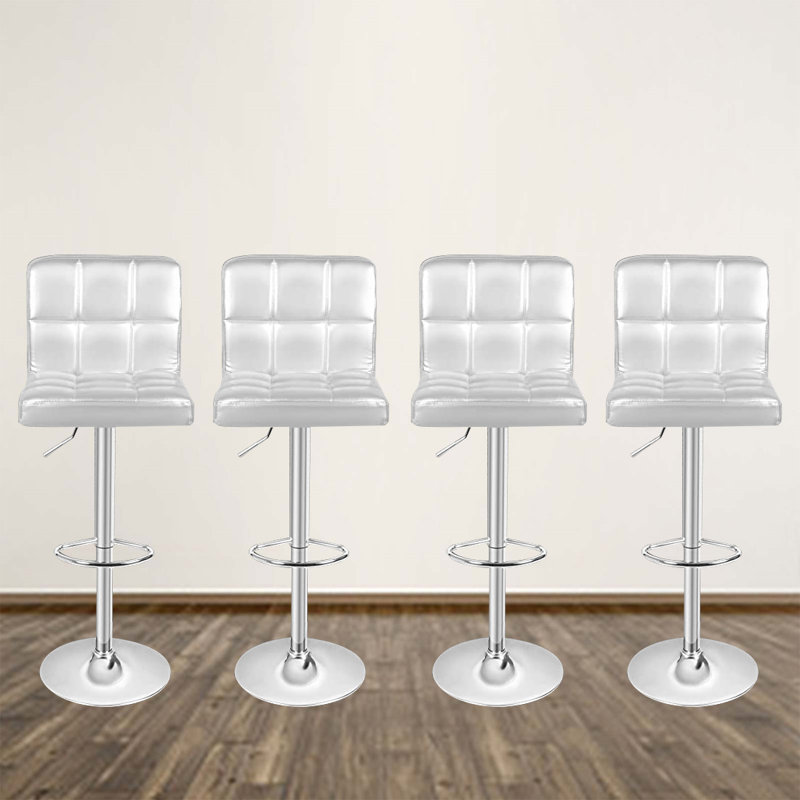 Orren Ellis Martel Swivel Adjustable Height PU Leather Bar Stool with